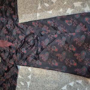 Floral Black and Red Kimono Robe